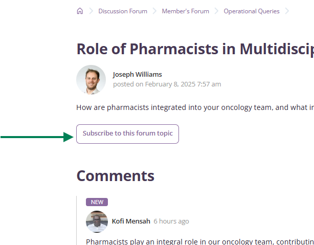 Subscribe to a forum topic